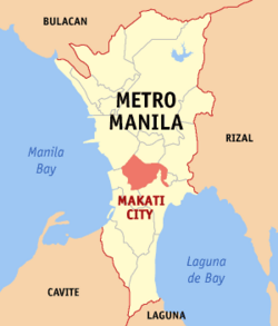 Map of Metro Manila showing the location of Makati City