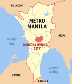 Map of Metro Manila showing the location of Mandaluyong