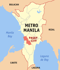 Map of Metro Manila showing the location of Pasay City.