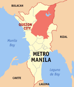 Map of Metro Manila showing the location of Quezon City