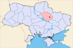 Map of Ukraine with Poltava highlighted.