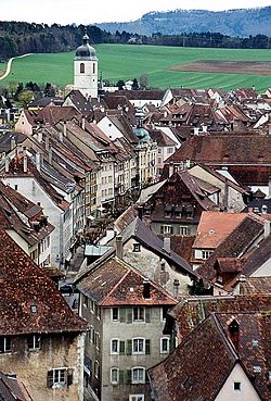 The historic city center of Porrentruy.