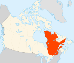 Map of Canada with Quebec highlighted