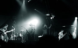 Rage Against the Machine performing at the Big Day Out festival. (Left-Right): Tim Commerford, Brad Wilk, Zack De la Rocha and Tom Morello.