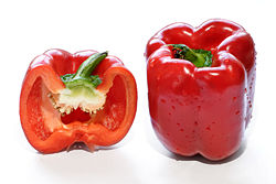 Red Capsicum and longitudinal section