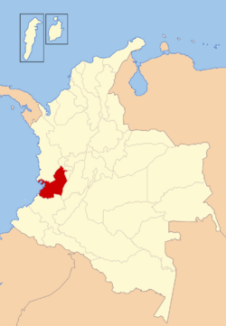 Location of Department of Valle del Cauca