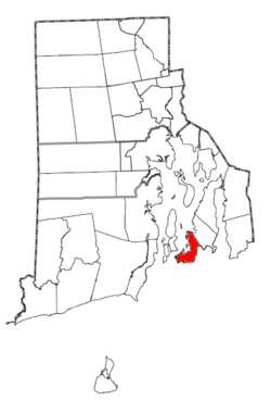 Location of Newport in Rhode Island