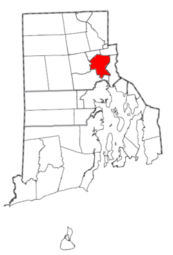 Location of Providence in Rhode Island.