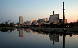 Downtown Rochester reflected in Silver Lake