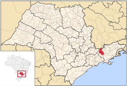 Location in the state of São Paulo and Brazil