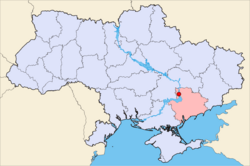 Map of Ukraine with Zaporizhia highlighted.