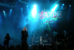 Saxon performing at Sweden Rock Festival, 2008.