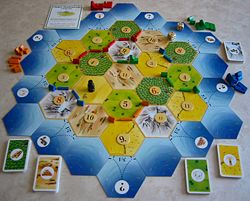 Settlers of Catan German-language edition game board