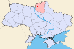 Map of Ukraine with Chernihiv highlighted.