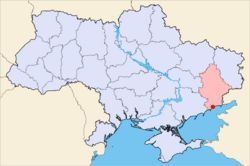 Map of Ukraine with Mariupol highlighted.