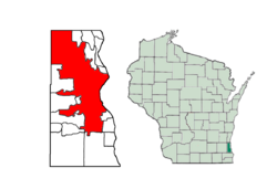 Location of Milwaukee inMilwaukee County, Wisconsin