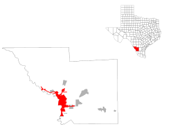 Location of Laredo in Webb County