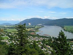 none The Fraser River, from the grounds of Westminster Abbey, above Hatzic near Mission, British Columbia, looking upstream (E).