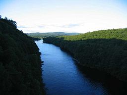 none The Connecticut River looking north in the early evening, from the French King Bridge at the Erving-Gill town line in Western Massachusetts