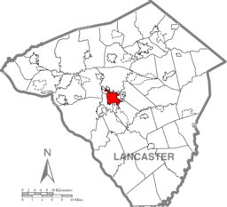 Location of Lancaster in Lancaster, County