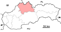 Location of the Žilina Region in Slovakia