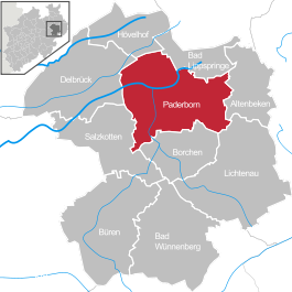 Location of the city of Paderborn within the district