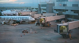 Stearns Airport Equipment passenger boarding bridges at Denver International Airport in Denver, Colorado, U.S.A.