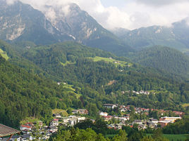 An aerial image of Berchtesgaden.