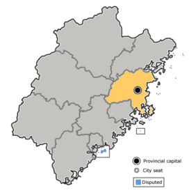 Location of Fuzhou Prefecture within Fujian