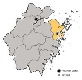 Location of Ningbo Prefecture within Zhejiang