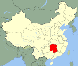 Hunan is highlighted on this map