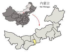 Location of Hohhot Prefecture within Inner Mongolia