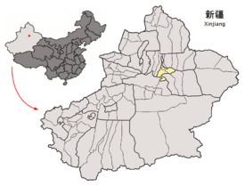 Location of Ürümqi Prefecture within Xinjiang