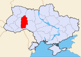 Map of Ukraine with Khmelnytskyi Oblast highlighted