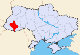 Map of Ukraine with Ivano-Frankivsk Oblast highlighted