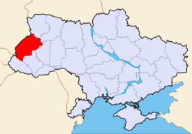 Map of Ukraine with Lviv Oblast highlighted