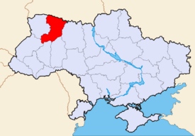 Map of Ukraine with Rivne Oblast highlighted