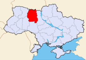 Map of Ukraine with Zhytomyr Oblast highlighted