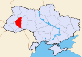 Map of Ukraine with Ternopil Oblast highlighted