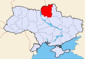 Map of Ukraine with Chernihiv Oblast highlighted