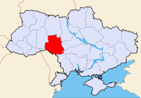 Map of Ukraine with Vinnytsia Oblast highlighted