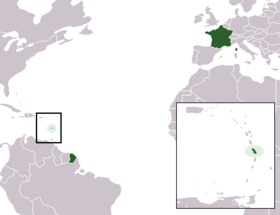 Map of France highlighting the Region of Martinique