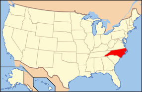 Location of North Carolina in the United States