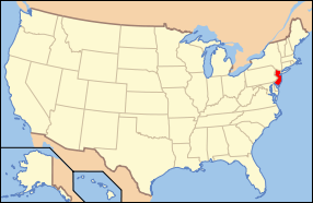 Map of the U.S. highlighting New Jersey