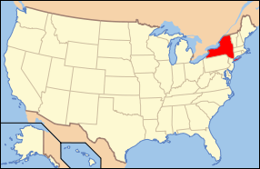 Map of the U.S. highlighting New York