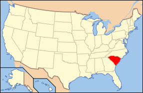 Map of the United States with South Carolina highlighted