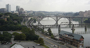 The Tennessee River in downtown Knoxville from the top of Neyland Stadium.