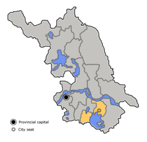 Wuxi is highlighted on this map