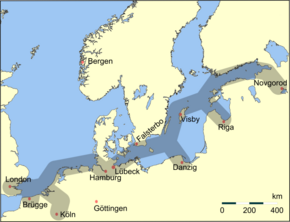 Principle trading routes of the Hanseatic League