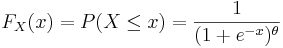  F_{X}(x) = P(X \leq x) = \frac{1}{(1 + e^{-x})^{\theta}}